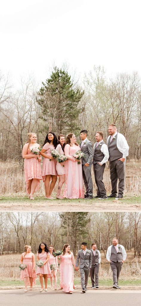 Bride, groom, bridal party, wedding ceremony, wedding venue, wedding photos, wedding inspo, the kiss, spring wedding, summer wedding, minnesota wedding photographer, mn wedding, mn wedding venue, details, lindsey white photography, color palette inspiration, Floral arrangement, floral bouquet, poses, st paul wedding, pink wedding dress, k and j catering