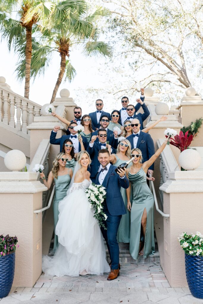 bridal party at the club at the strand wedding venue
