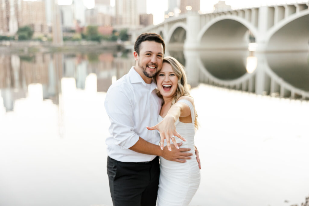 wedding photographer with fiance after proposal