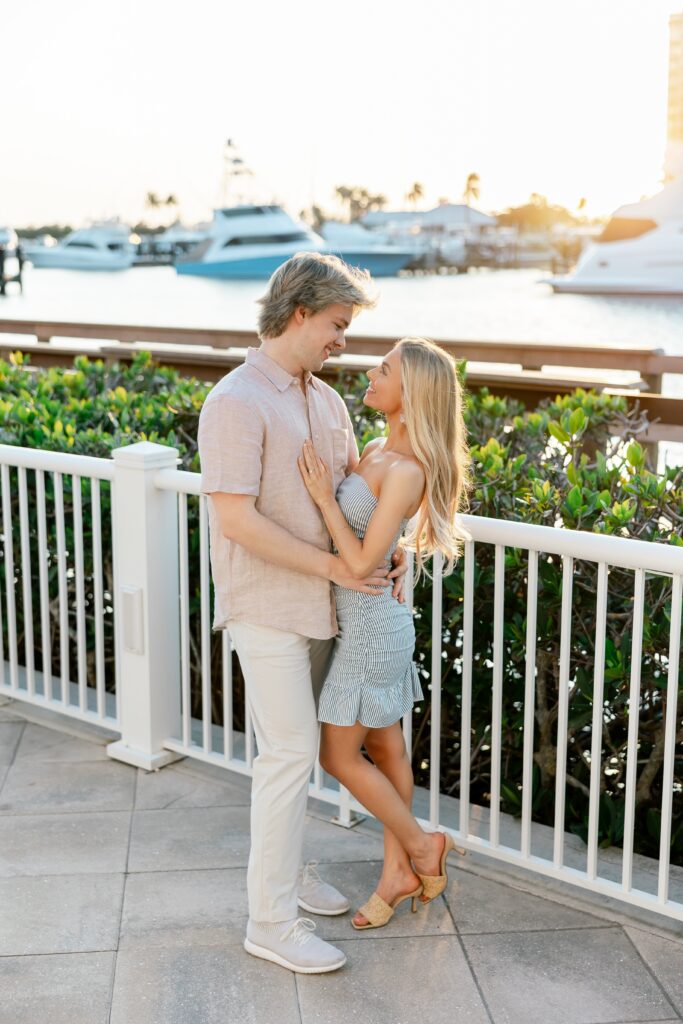 couple looking at each other at cape harbour cape coral fl